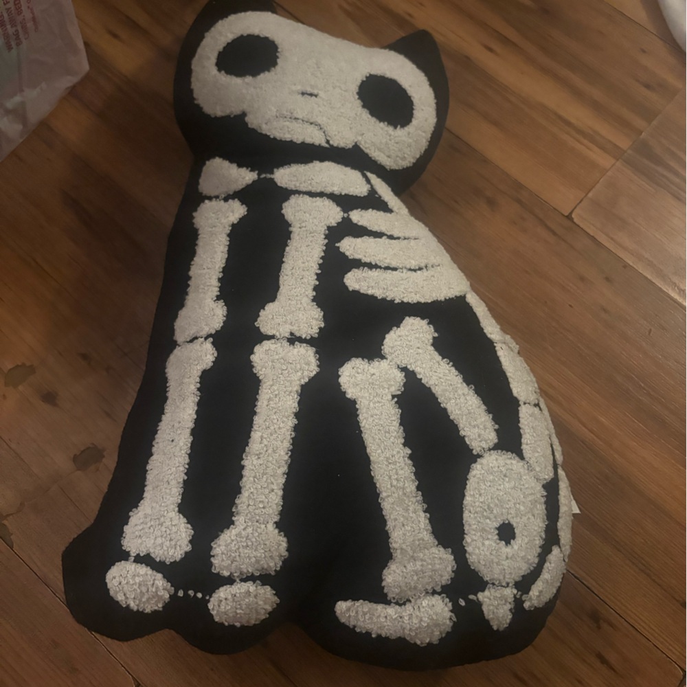 Cat skeleton pillow